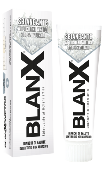 blanx sbiancante  con licheni artici effetto anti-macchia, anti-placca e tartaro.
